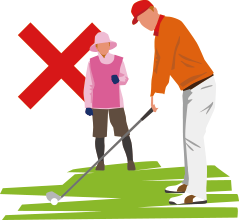 スタンスをとった後に 後方に人を立たせる